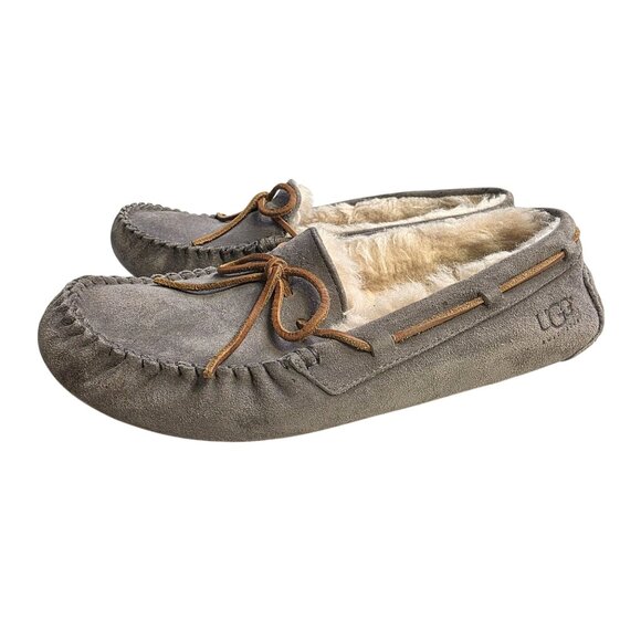 UGGS Grey Leather Moccasin Women's Size 10 - Picture 5 of 10